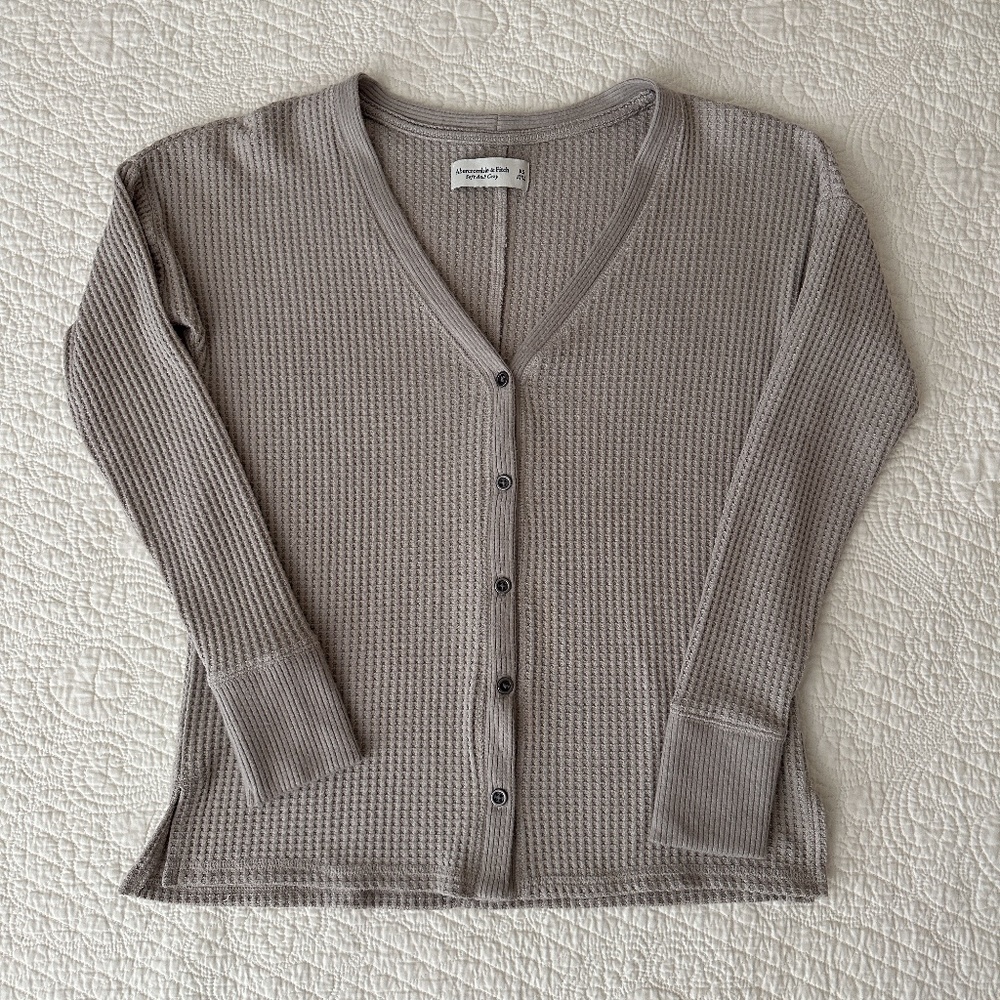 Abercrombie & Fitch A&F Cozy Waffle Button-Up Top Henley XS Shirt